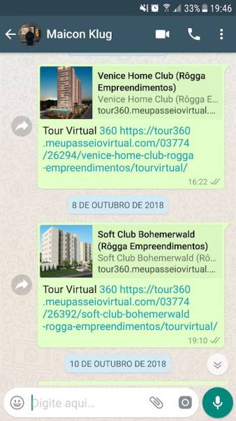 Compartilhamento de Tour Virtual 360 no WhatsApp