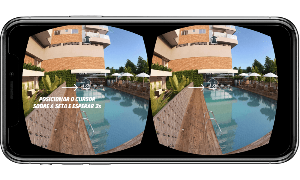 Cursor em forma de mira sobre a seta de navegação