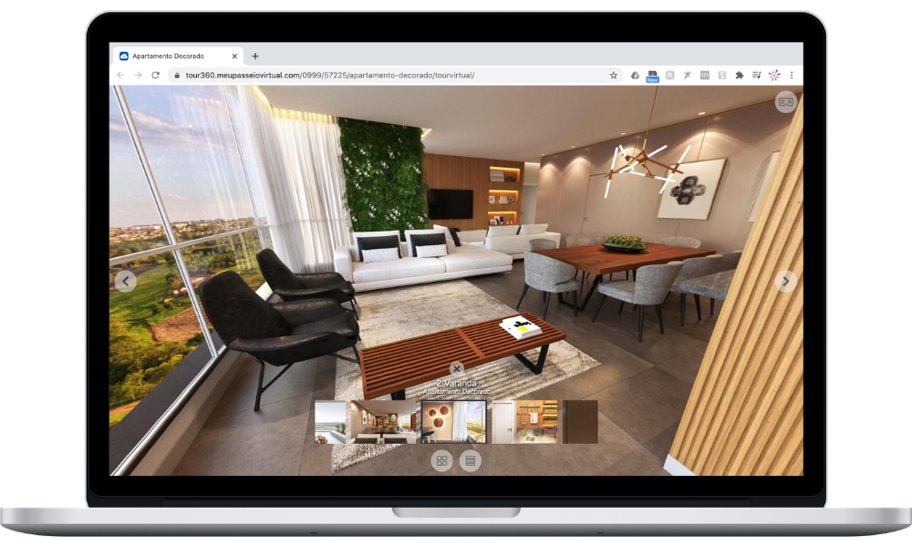 Visualização Tour Virtual 360 no Macbook