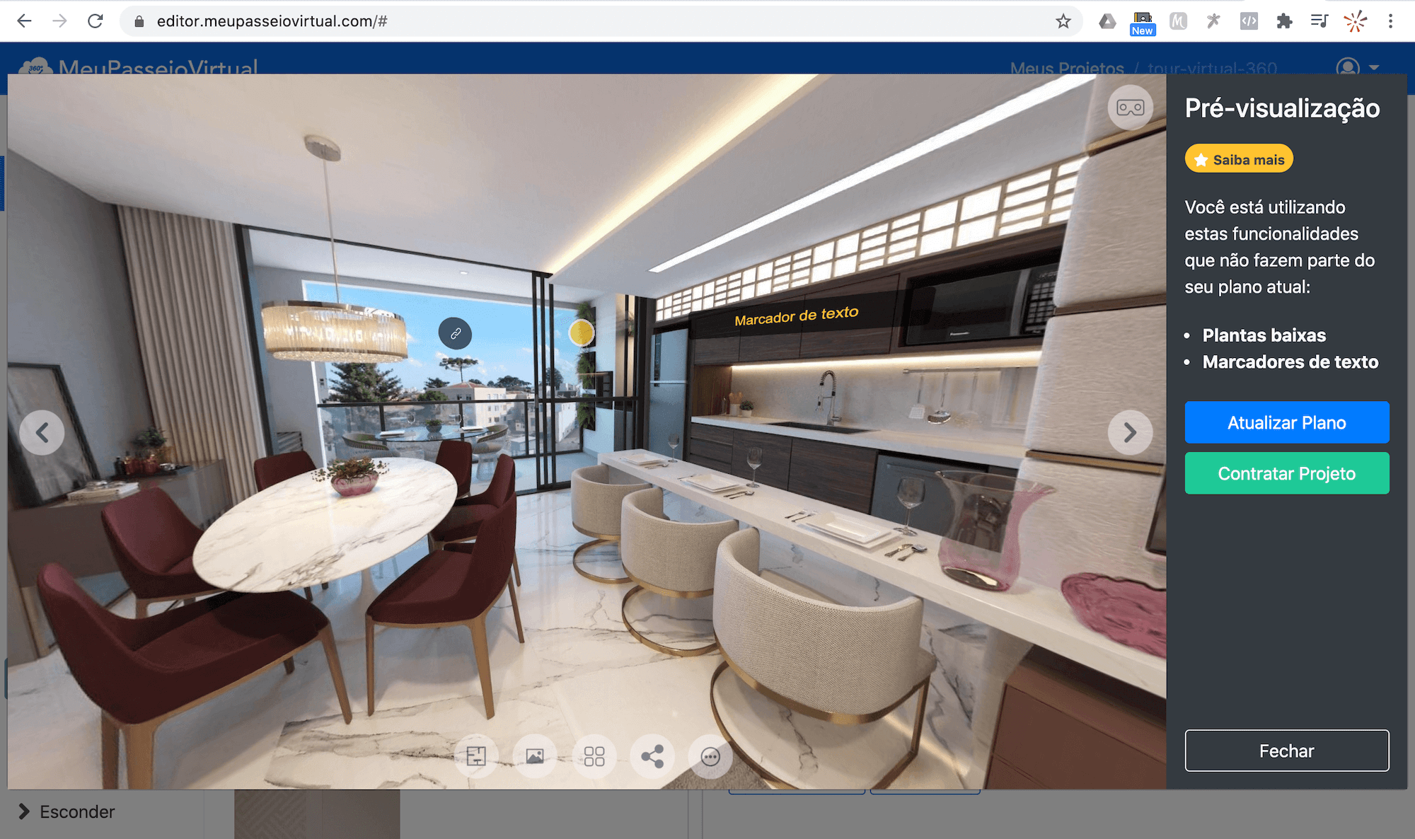 Pré-visualização do Tour Virtual 360 no MeuPasseioVirtual